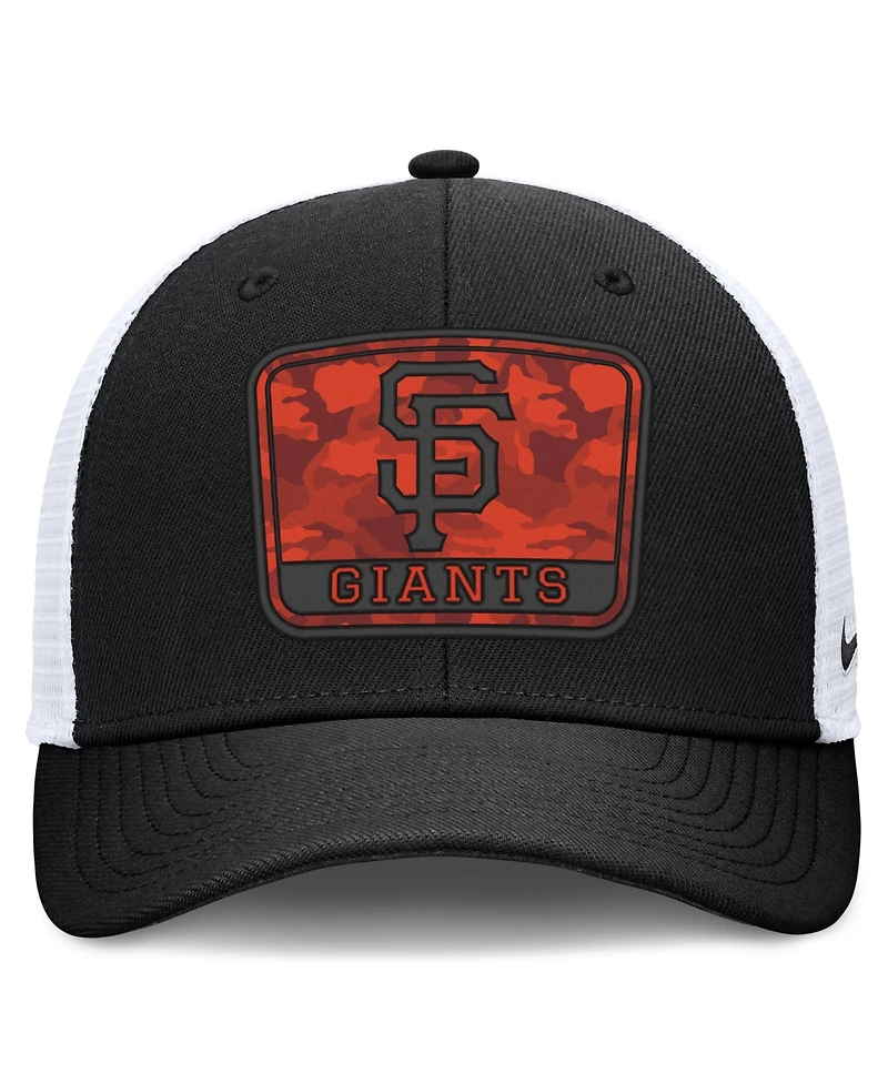 Nike Men's Black/White San Francisco Giants Camo Rise Trucker Dri-fit Adjustable Hat