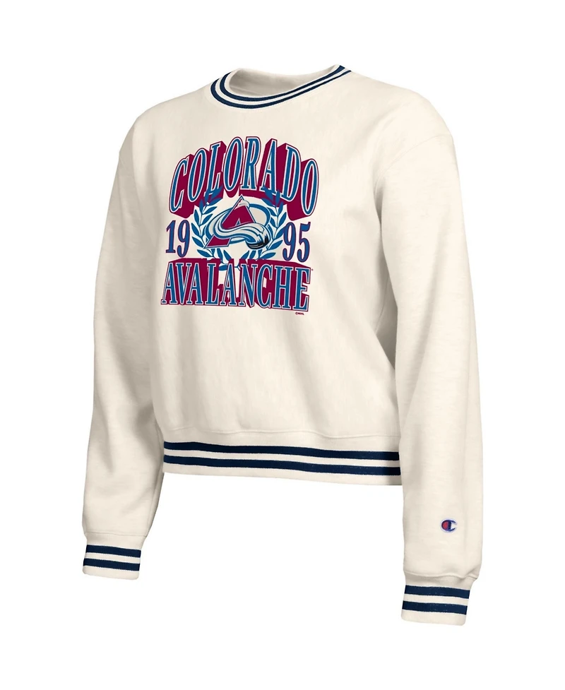Champion Women's Cream Colorado Avalanche Bold Laurels Reverse Weave Yarn Crewneck Sweatshirt