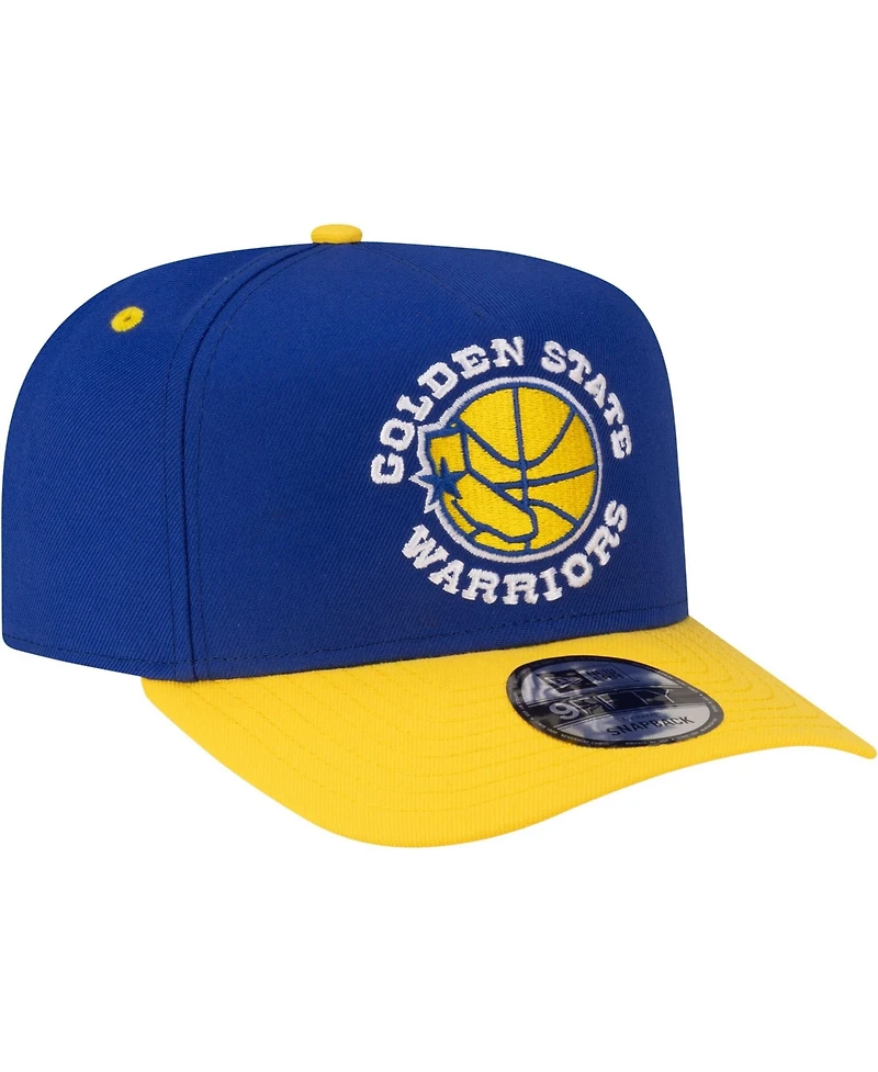 New Era Men's Royal/Gold Golden State Warriors 80s Throwback A-Frame 9FIFTY Snapback Hat