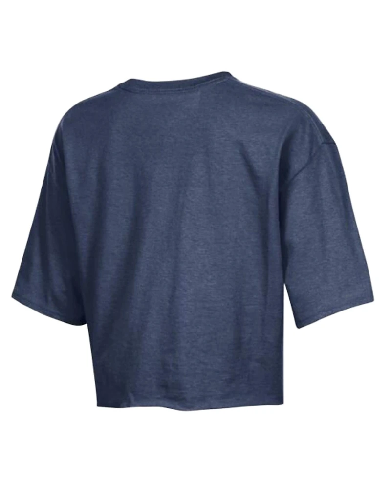 Champion Women's Navy Atlanta Braves Boyfriend Cropped Americana T-Shirt