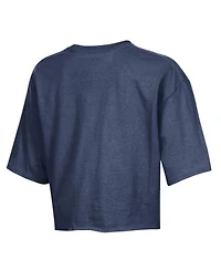 Champion Women's Navy Atlanta Braves Boyfriend Cropped Americana T-Shirt