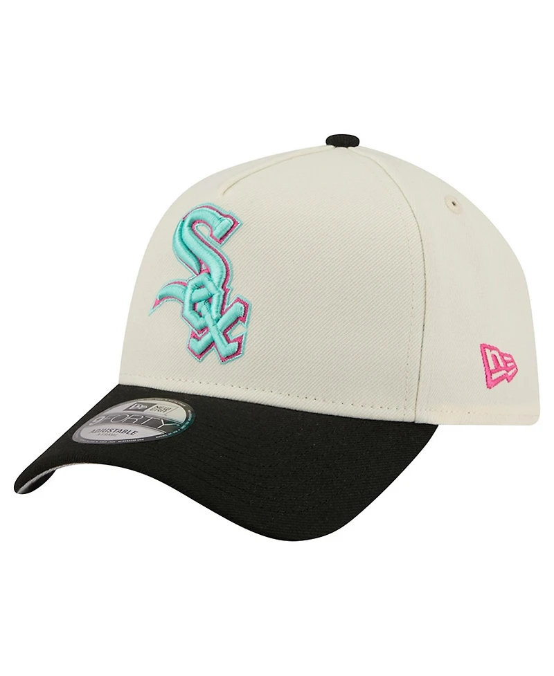 New Era Men's Cream Chicago White Sox Stadium Chrome 9FORTY A-Frame Adjustable Hat