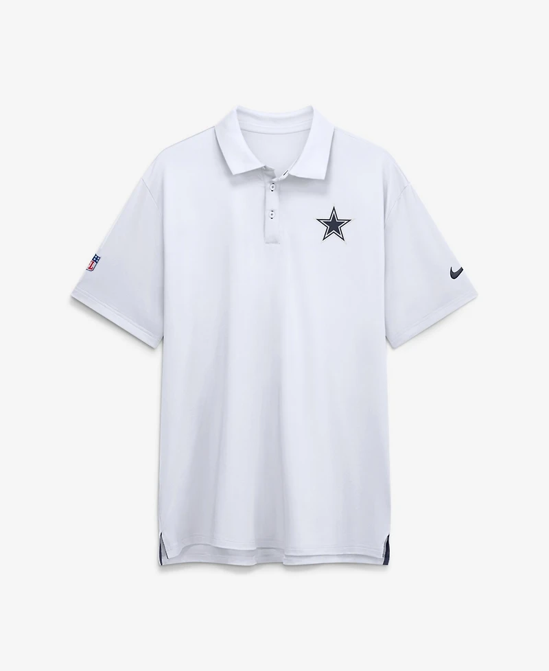 Nike Men's White Dallas Cowboys Sideline Powerful Blocking Dri-fit Tour Polo Shirt