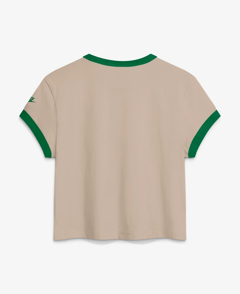 Nike Women's Cream Philadelphia Eagles Rewind Ringer Mod Cropped T-Shirt