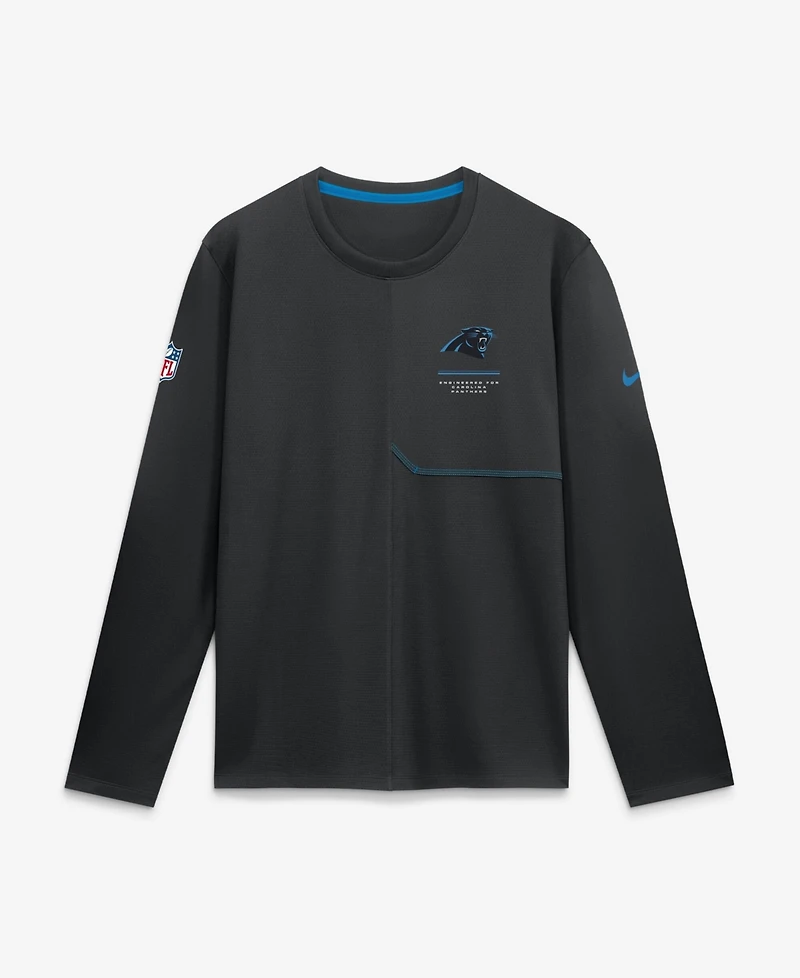 Nike Men's Black Carolina Panthers Sideline Coaches Uv Dri-fit Long Sleeve Shirt