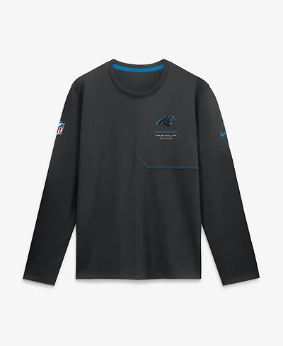 Nike Men's Black Carolina Panthers Sideline Coaches Uv Dri-fit Long Sleeve Shirt