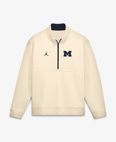 Jordan Men's Cream Michigan Wolverines Primetime Club Fleece Half-Zip Pullover Sweatshirt