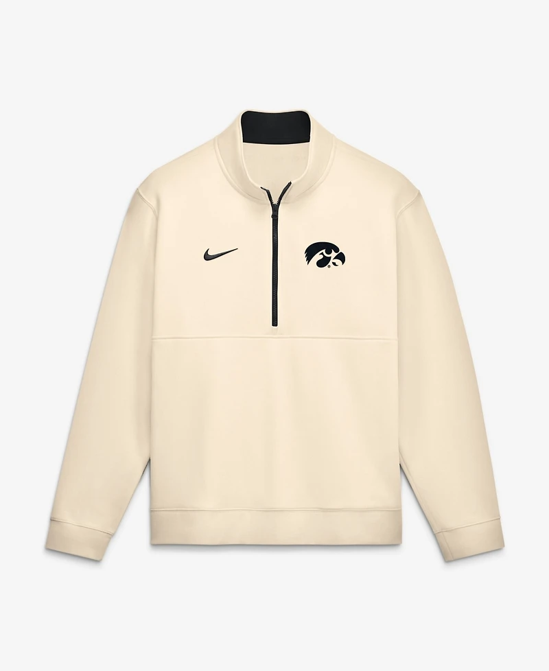 Nike Men's Cream Iowa Hawkeyes Primetime Club Fleece Half-Zip Pullover Sweatshirt