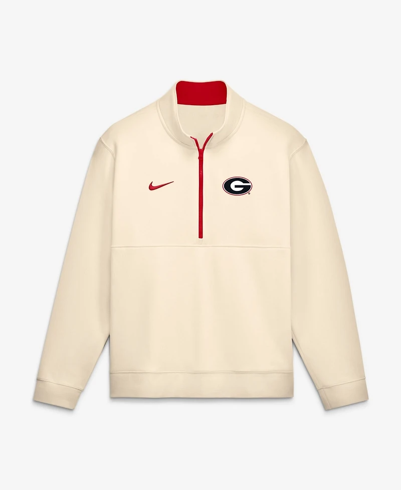 Nike Men's Cream Georgia Bulldogs Primetime Club Fleece Half-Zip Pullover Sweatshirt