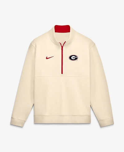 Nike Men's Cream Georgia Bulldogs Primetime Club Fleece Half-Zip Pullover Sweatshirt