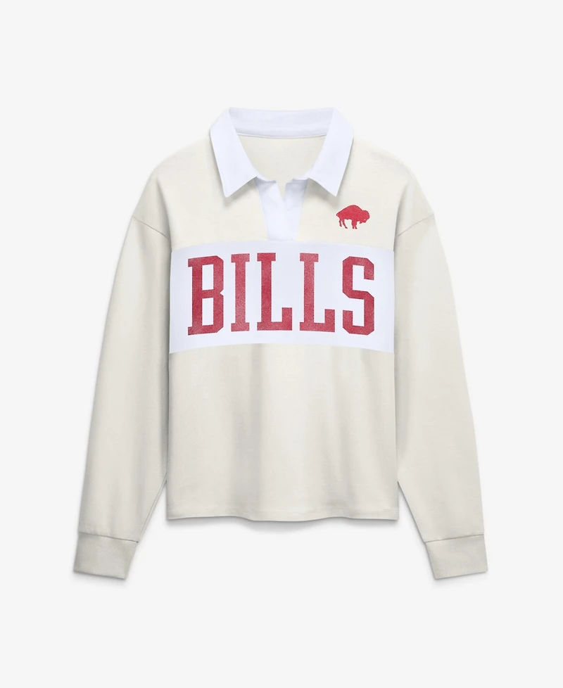 Fanatics Women's Cream Buffalo Bills Heritage Play Action Rugby Long Sleeve Polo
