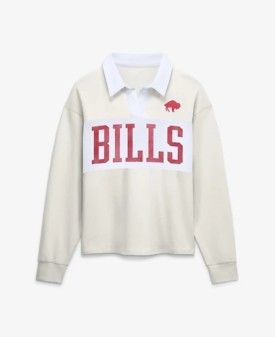 Fanatics Women's Cream Buffalo Bills Heritage Play Action Rugby Long Sleeve Polo