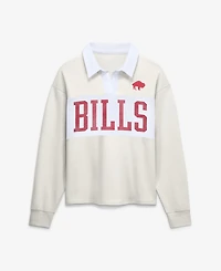 Fanatics Women's Cream Buffalo Bills Heritage Play Action Rugby Long Sleeve Polo