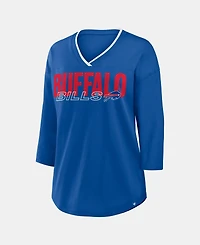 Fanatics Women's Royal Buffalo Bills Team First Deceptive Juke 3/4-Sleeve V-Neck T-Shirt