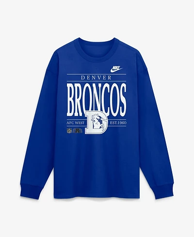 Nike Men's Royal Denver Broncos Red Zone Long Sleeve Max90 T-Shirt