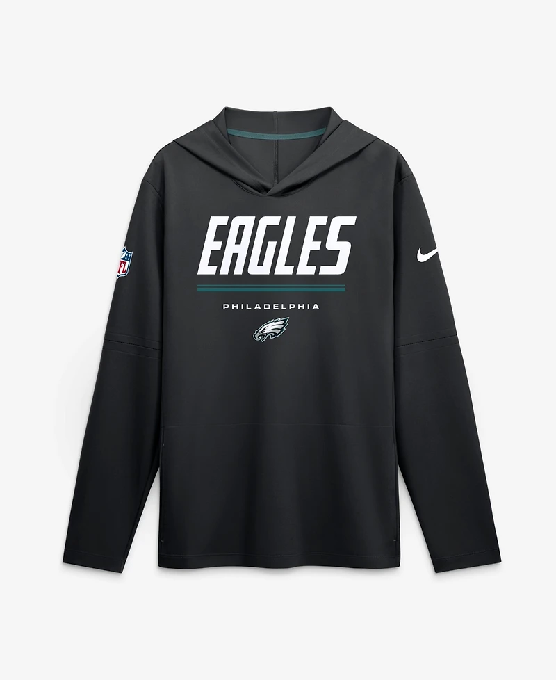 Nike Men's Black Philadelphia Eagles Sideline Game On Lightweight Long Sleeve Dri-fit Hoodie