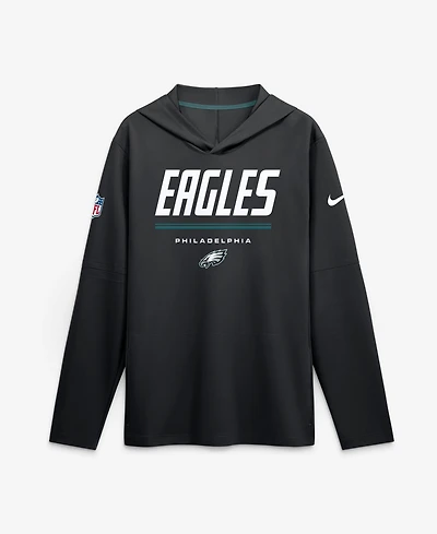 Nike Men's Black Philadelphia Eagles Sideline Game On Lightweight Long Sleeve Dri-fit Hoodie