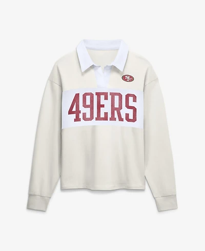 Fanatics Women's Cream San Francisco 49ers Heritage Play Action Rugby Long Sleeve Polo