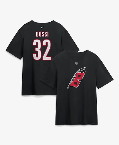 Fanatics Men's Brandon Bussi Black Carolina Hurricanes Authentic Stack Name & Number T-Shirt