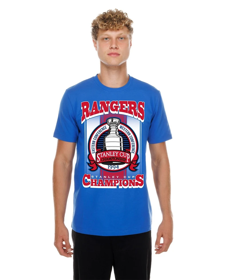 New Era Men's Blue York Rangers Stanley Cup Trophy Graphic T-Shirt