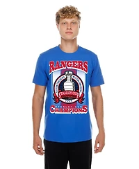 New Era Men's Blue York Rangers Stanley Cup Trophy Graphic T-Shirt