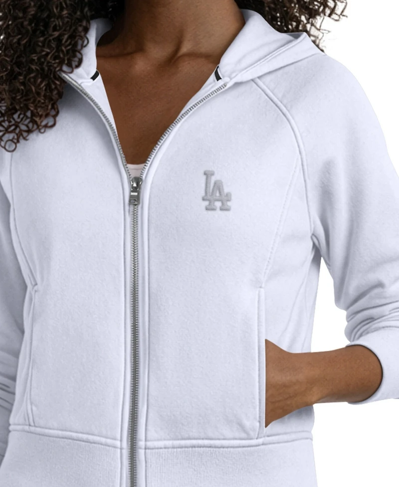 Starter Women's Pastel Blue Los Angeles Dodgers Cropped Full-Zip Fleece Hoodie