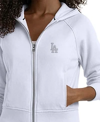 Starter Women's Pastel Blue Los Angeles Dodgers Cropped Full-Zip Fleece Hoodie