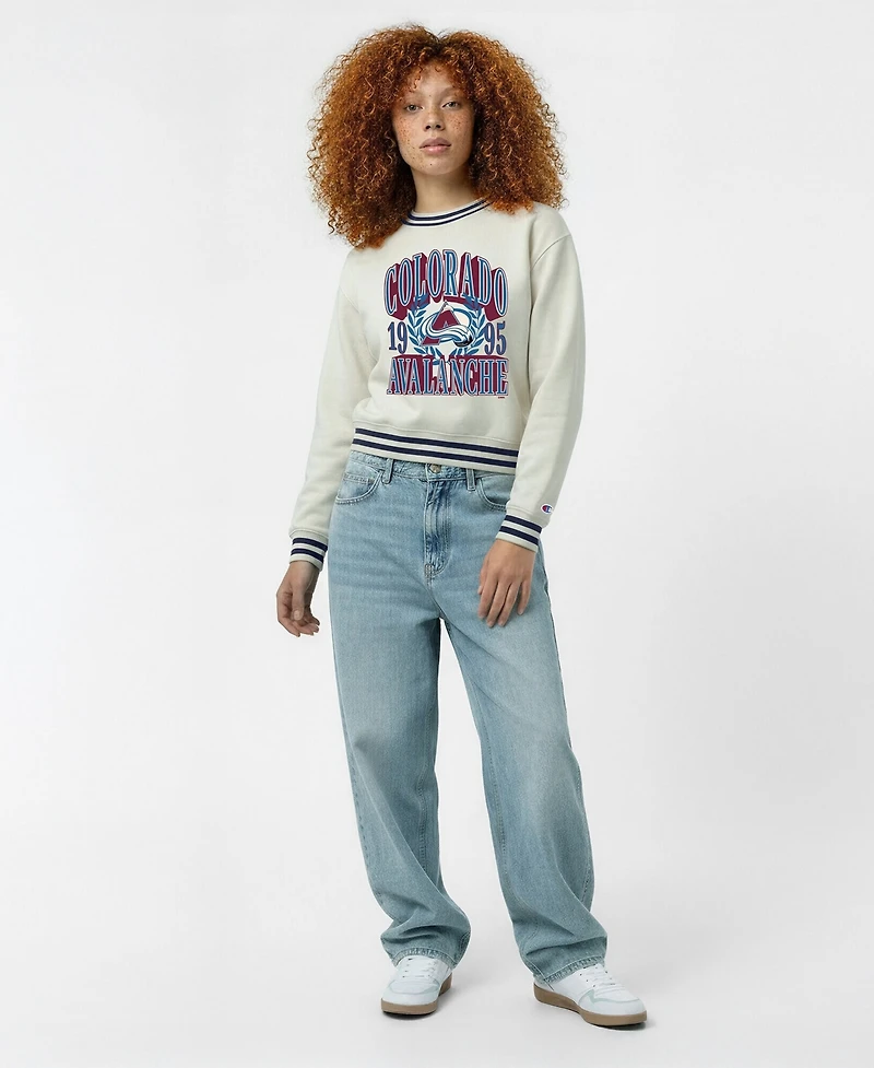 Champion Women's Cream Colorado Avalanche Bold Laurels Reverse Weave Yarn Crewneck Sweatshirt