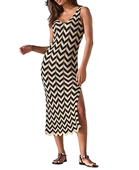 Lascana Women's Chevron Midi Dress Cover up Beach