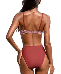 Cupshe Women's Soft Front Tie Triangle High Waist Bikini Set