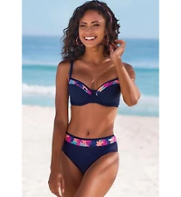 Lascana Women's Contrast Print Underwire Bikini Swimsuit Top Bra Sizing