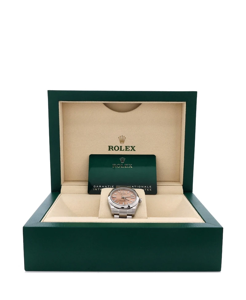 Pre-Owned Rolex Oyster Perpetual Pink Automatic Watch in Stainless Steel 34mm
