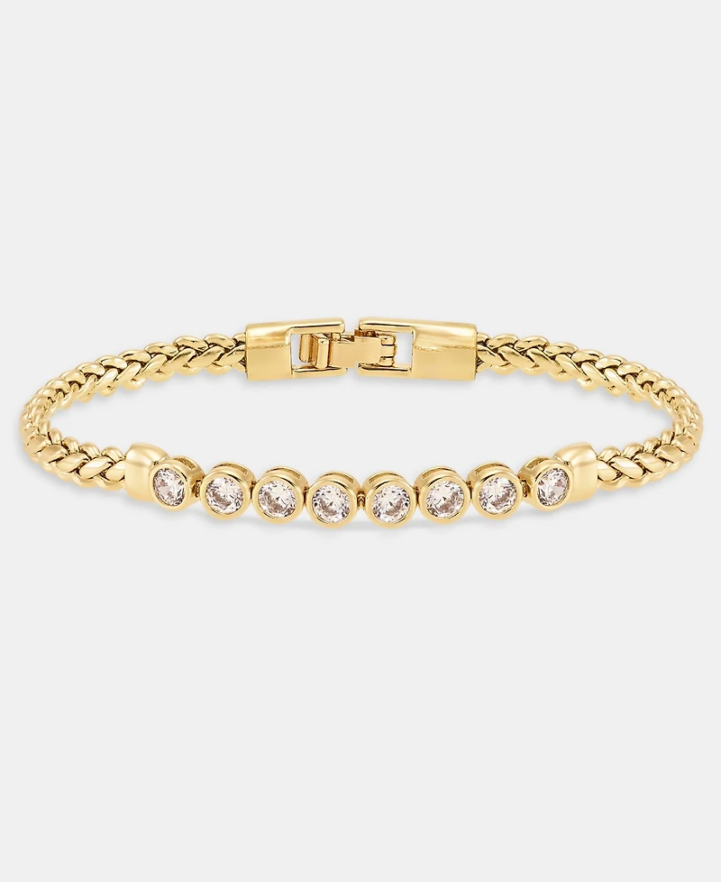Lauren Ralph Lauren Cubic Zirconia Herringbone Chain Flex Bracelet