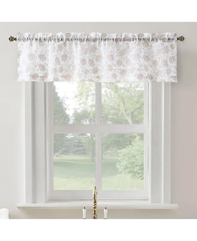 No. 918 Jacqueline Tonal Floral Puff Print Semi-Sheer Rod Pocket Kitchen Curtain Valance