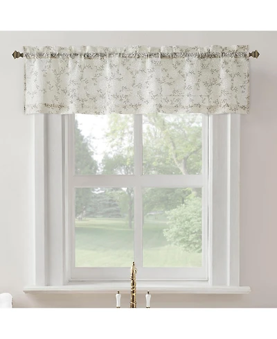 No. 918 Jacqueline Tonal Floral Puff Print Semi-Sheer Rod Pocket Kitchen Curtain Valance