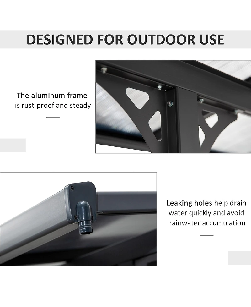 Outsunny 14.5' x 10' Transparent Wall Pergola, Uv Blocking Awning,