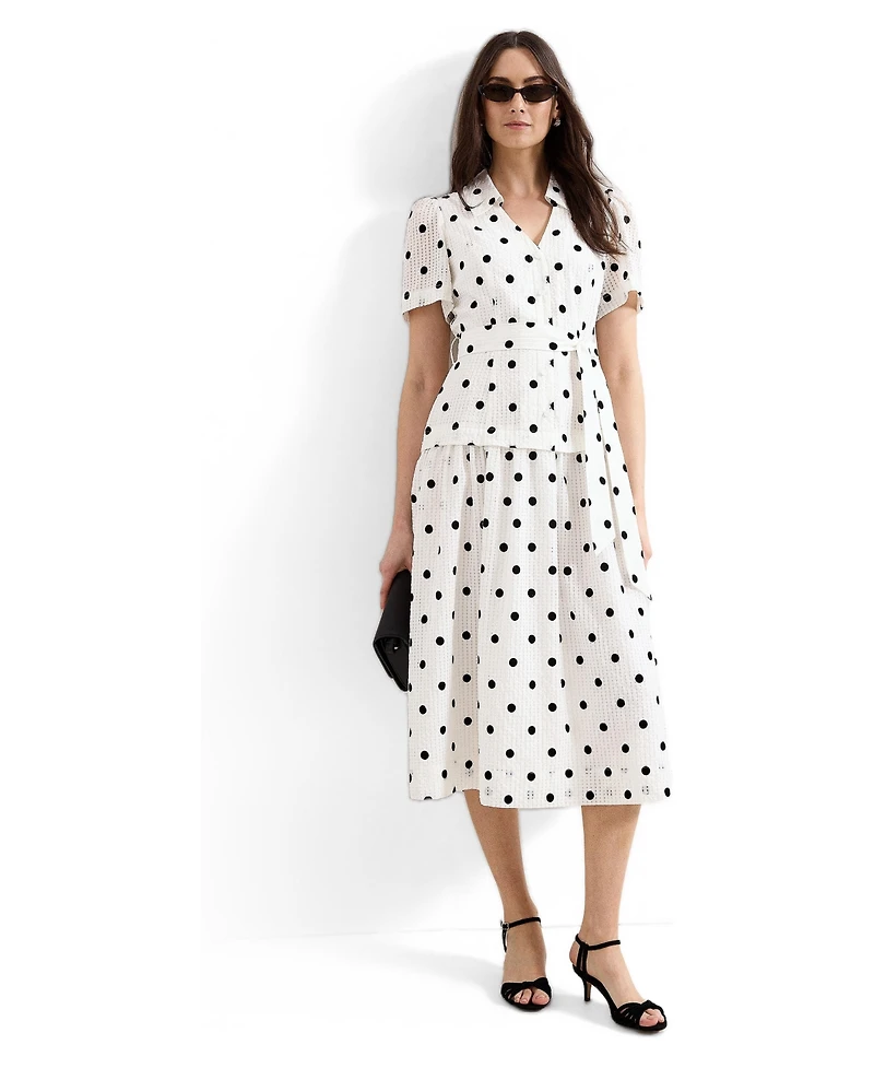 Phase Eight Women's Adele Polka-Dot Short-Sleeve Collared Midi Dress