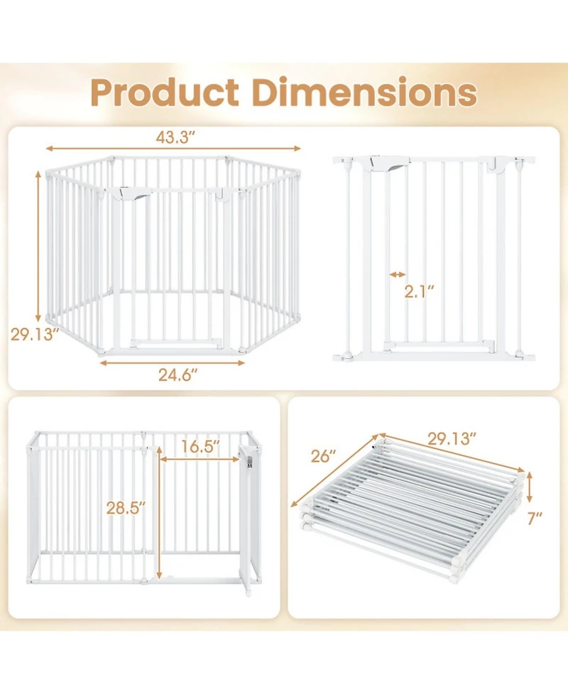 Hongge Extra Wide 6-Panel Pet Safety Gate Fits 34.5 to 154 in Openings with Auto-Close Door