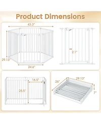 Hongge Extra Wide 6-Panel Pet Safety Gate Fits 34.5 to 154 in Openings with Auto-Close Door