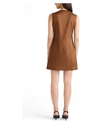 Ellen Tracy Women's Button-Front Sleeveless Mini Faux-Suede Dress