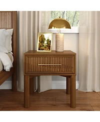 Plank+Beam Sera Fluted 1 Drawer Nightstand with Brass Handle
