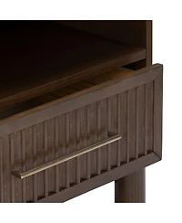 Plank+Beam Sera Fluted Cubby Nightstand with 1 Drawer, Electrical Outlet and Brass Handle