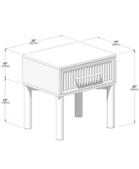 Plank+Beam Sera Fluted 1 Drawer Nightstand with Brass Handle