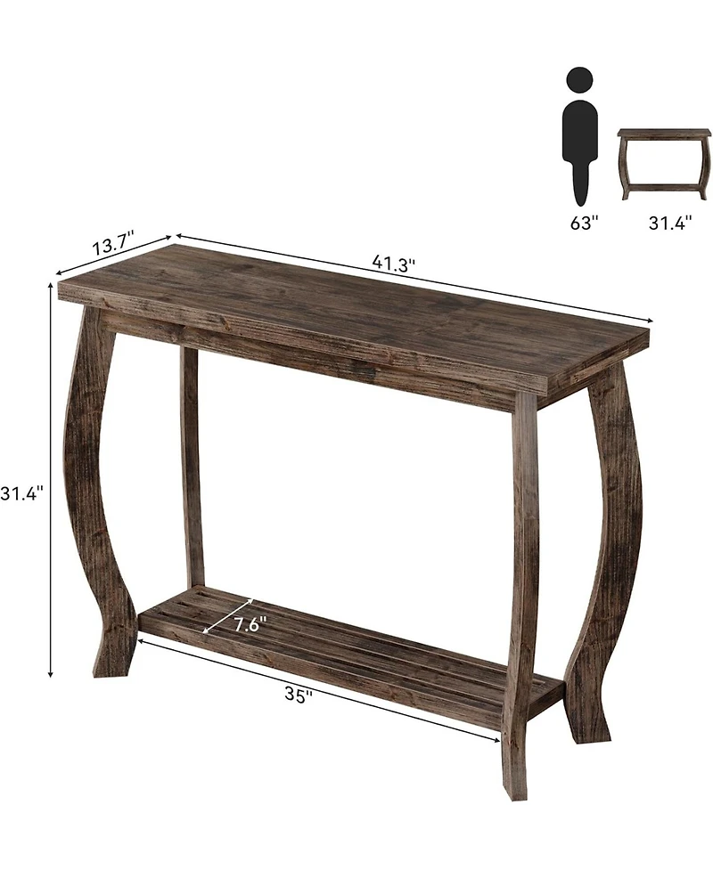 Tribesigns Solid Wood Console Table for Entryway, 41.3-Inch Sofa Table | Small Farmhouse Entrance Furniture with Storage for Living Room