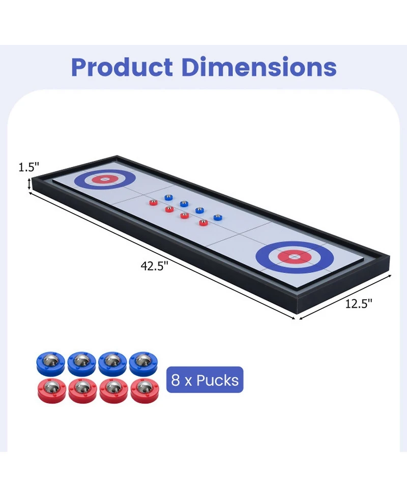 Hongge Shuffleboard and Curling 2-in-1 Tabletop Board Game with 8 Rolling Pucks Ages 6+