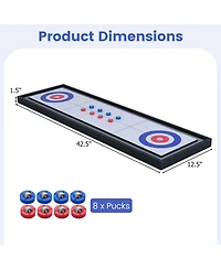 Hongge Shuffleboard and Curling 2-in-1 Tabletop Board Game with 8 Rolling Pucks Ages 6+