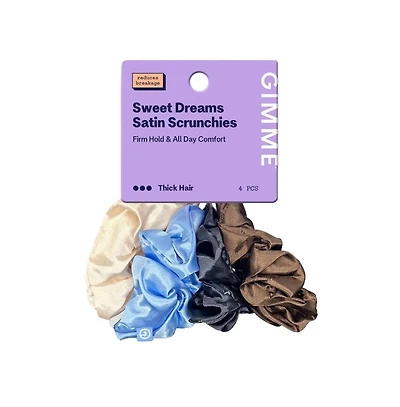 Gimme Beauty Large Satin Hair Scrunchies Soft, No Breakage Scrunchies Perfect for Thick Hair and Bedtime Wear 4 Pack