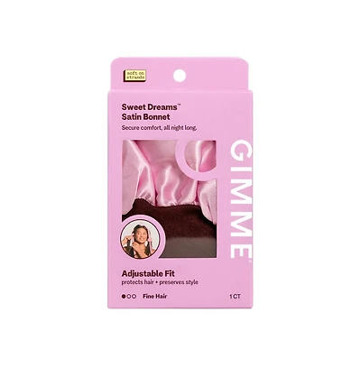 Gimme Beauty Sweet Dreams Satin Bonnet Ultra Soft Sleep Bonnet Smooth and Frizz Free Hair Fine Hair, 1 Count