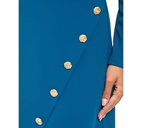 London Times Women's Crewneck Long-Sleeve A-Line Dress