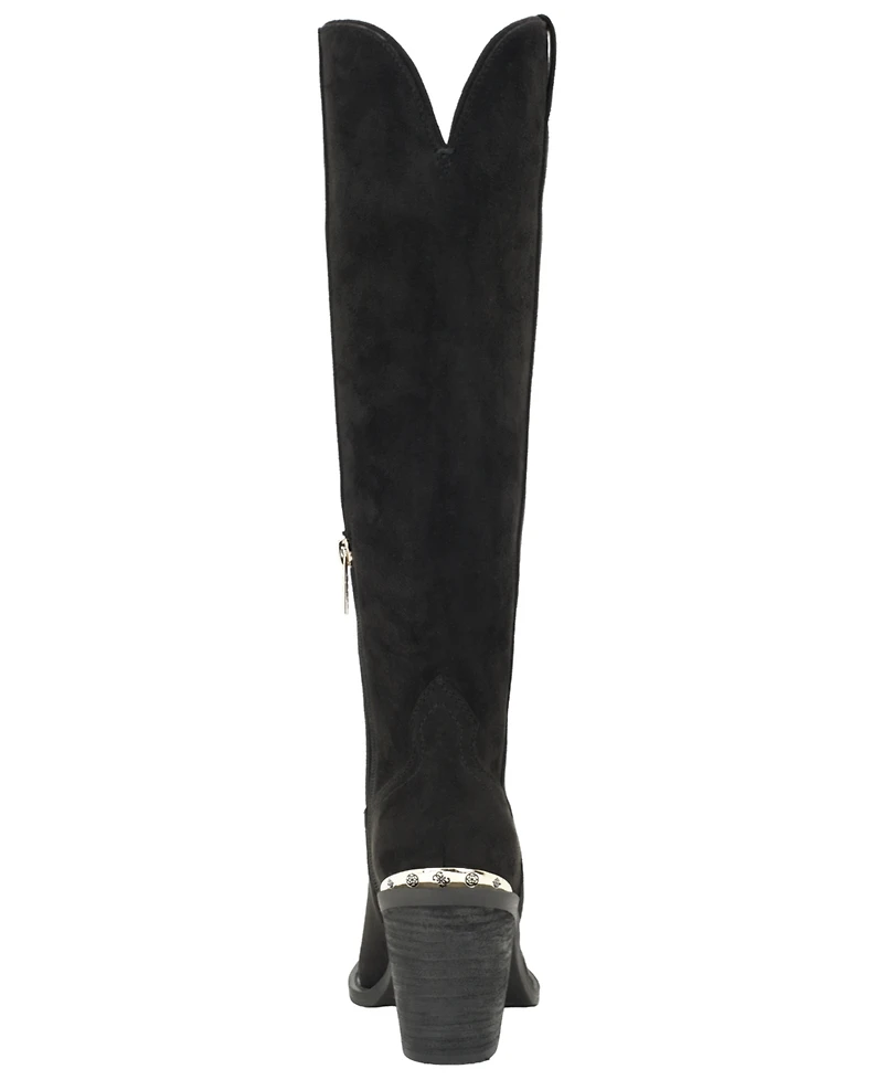 Guess Women's Sashon Wide-Calf Knee-High Topstitched Western Boots